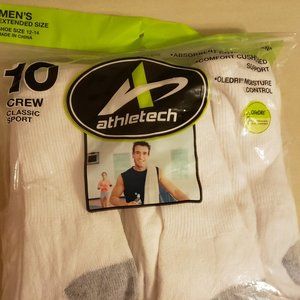 Athletech 10 pack tube socks EXTENDED SIZE 12-14 NEW